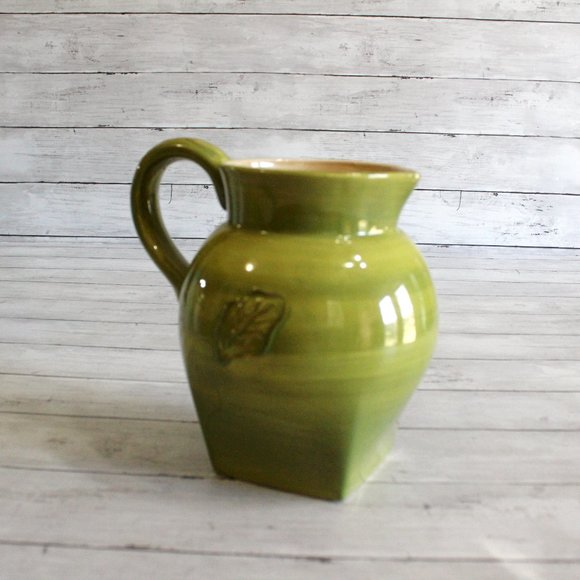 Farmhouse Stoneware Beverage Pitcher Green 2 Quart - Picture 3 of 5